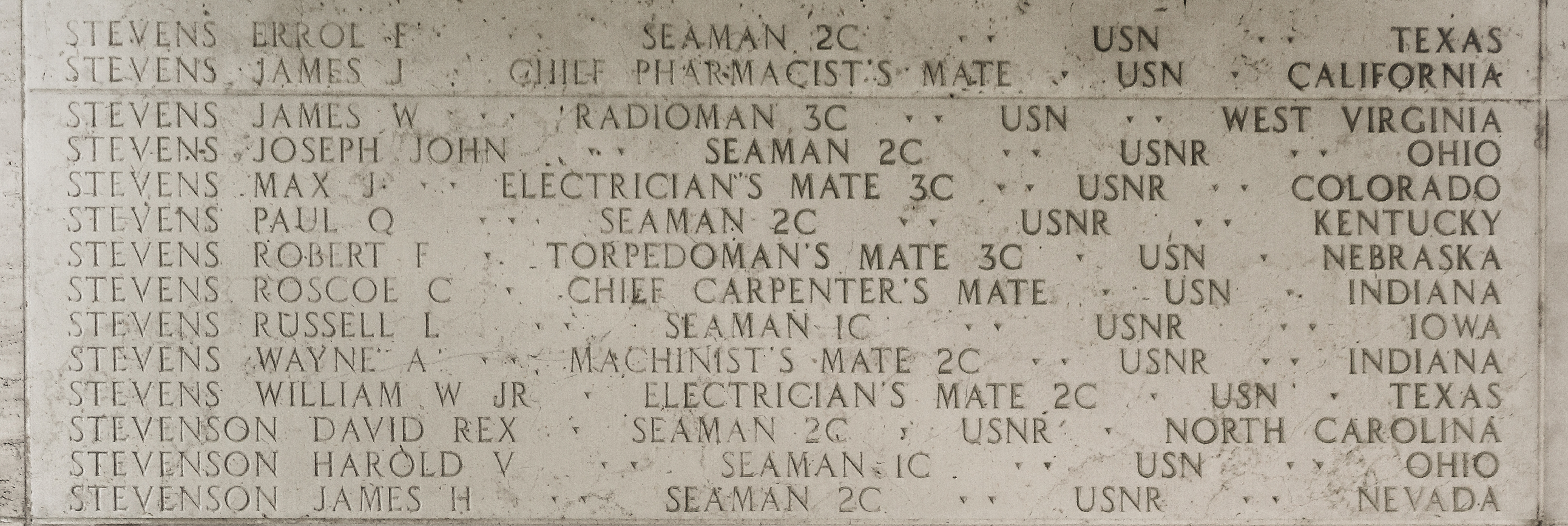 Max J. Stevens, Electrician's Mate Third Class